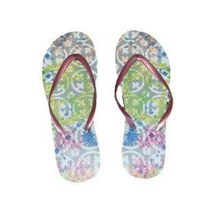 colorful boho flip flops size 9-10